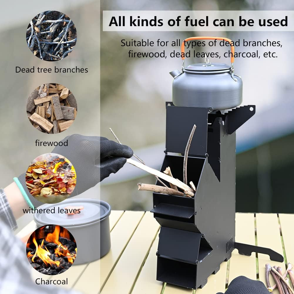 Portable Outdoor Hiking Camping Wood Mini Burning Stove with Storage Bag