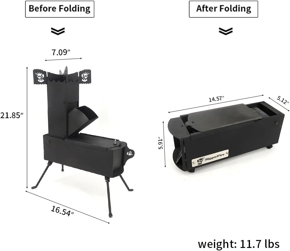 Rocket Stove Portable Folding Wood Burning Camping for Outdoor…