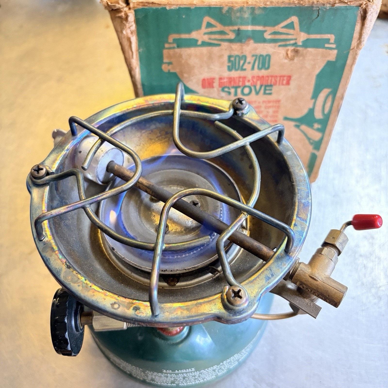Coleman Sportster Stove 502-700 1 Burner Gas Camping Stove Green w/ Box 1974