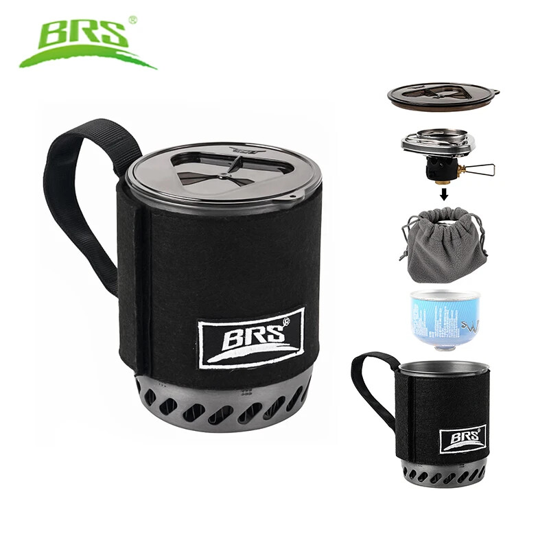BRS-61 Camping Integrated Heat Collecting Pot Backpacking Cooking Stove System