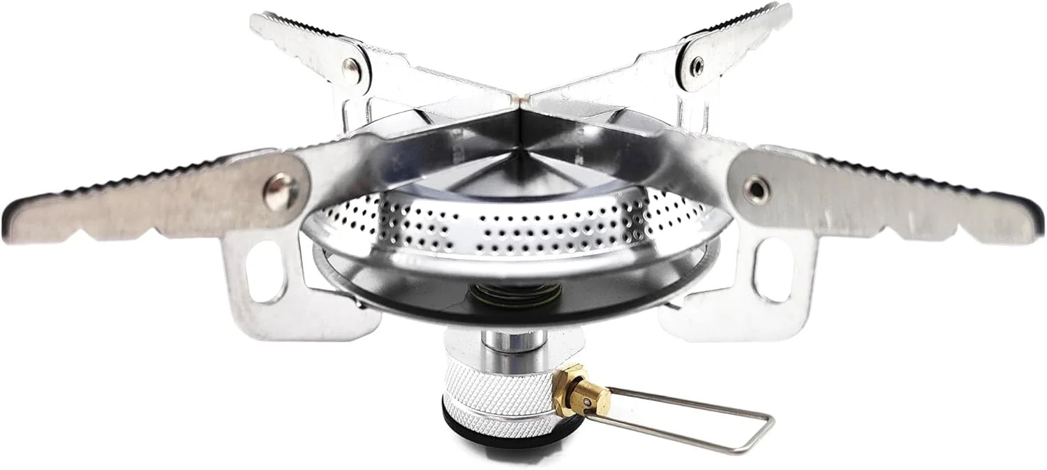 Portable Camping Stove, Burner, with Butane Gas Adapter, For Camping, Backpackin