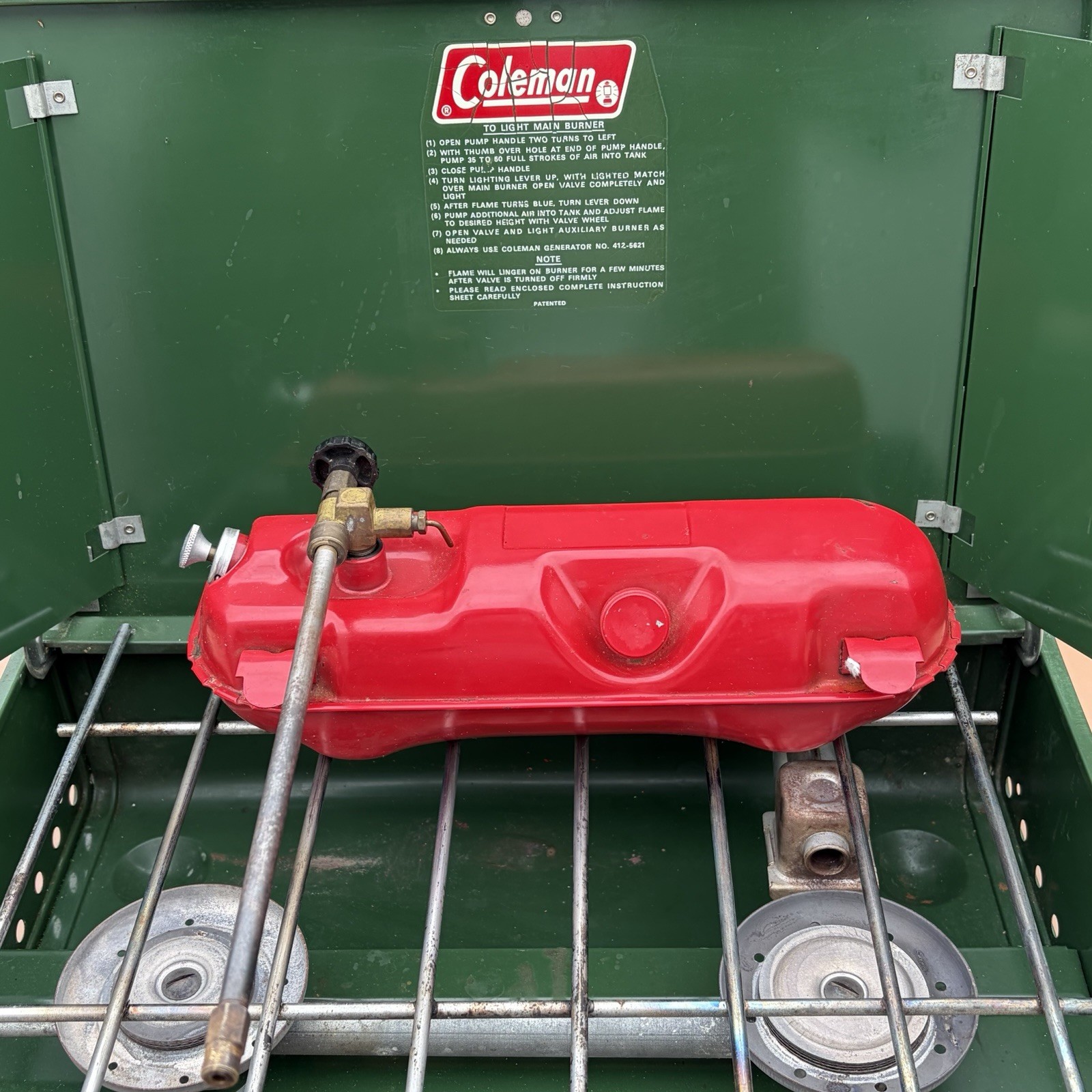 Vintage Coleman 425E Dual Burner Camp Stove 1978 Working No Box USA Prepper !