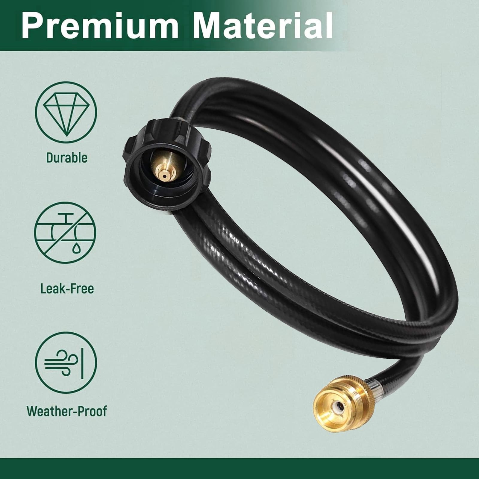 NICOLEKAY 4 Feet Propane Adapter Hose 1 lb to 20 Converter 4 Feet×2