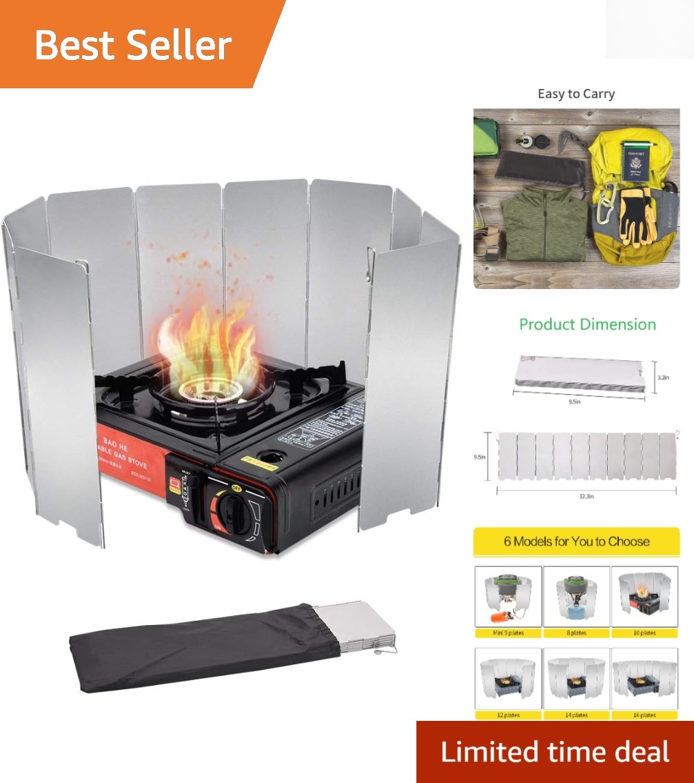 32.3″ x 9.5″ Windproof Stove Windscreen with Drawstring Bag for Outdoor Cooking