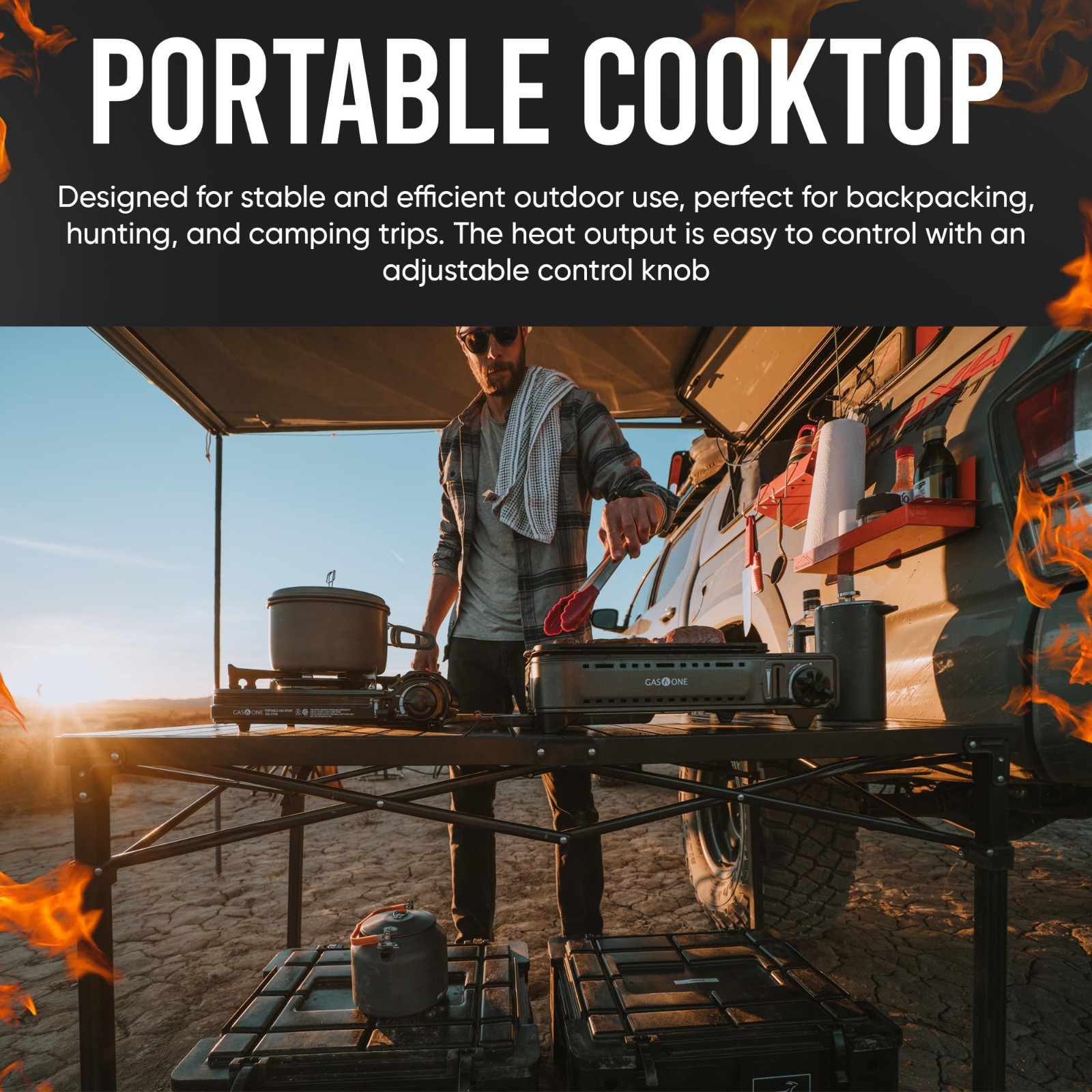 Portable Dual Fuel Camping Grill Stove – Propane & Butane, Carrying Case Include