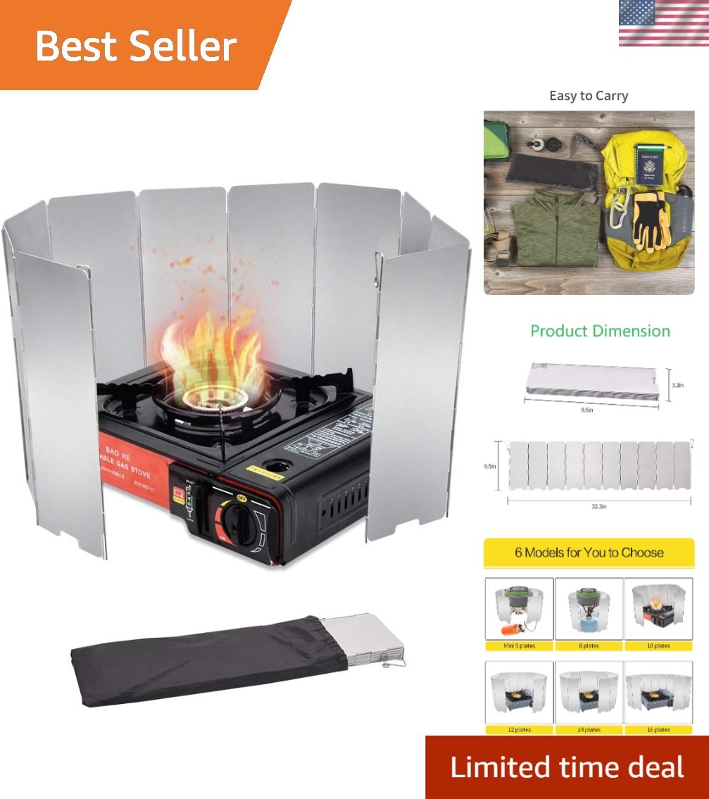 Compact 10 Plates Aluminum Stove Windscreen for Efficient Camping Cooking