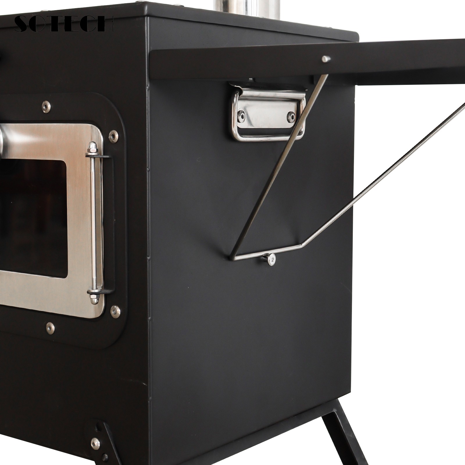 Foldable Camping Wood Stove with Oven Portable Steel Outdoor Cooking Fire Stove