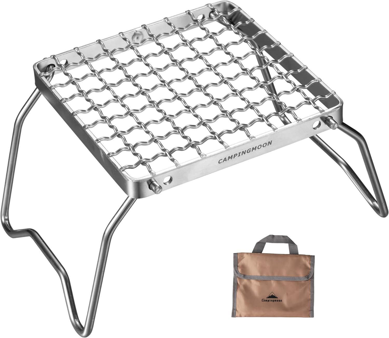 CAMPINGMOON Portable Folding Camping Campfire Grill over Fire Split Stoves 304 S