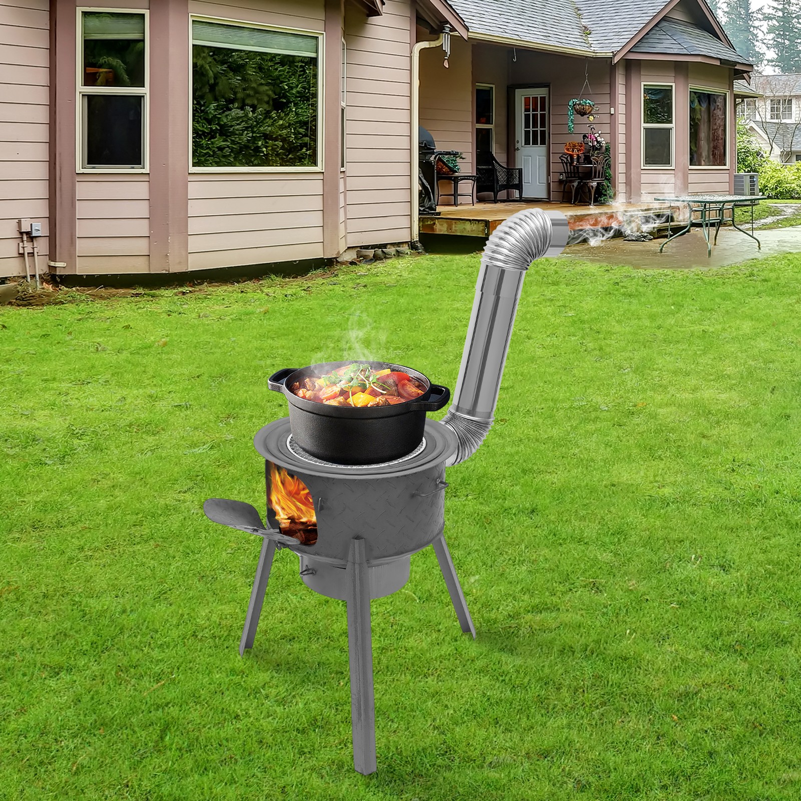 Multifunctional Portable Wood Burning Stove for Camping and Outdoor Cooking