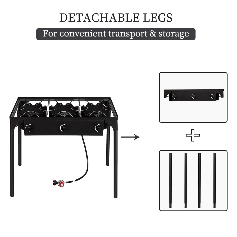 Dependable Performance Portable 3 Burner Gas Cooker Outdoor Camp Stove