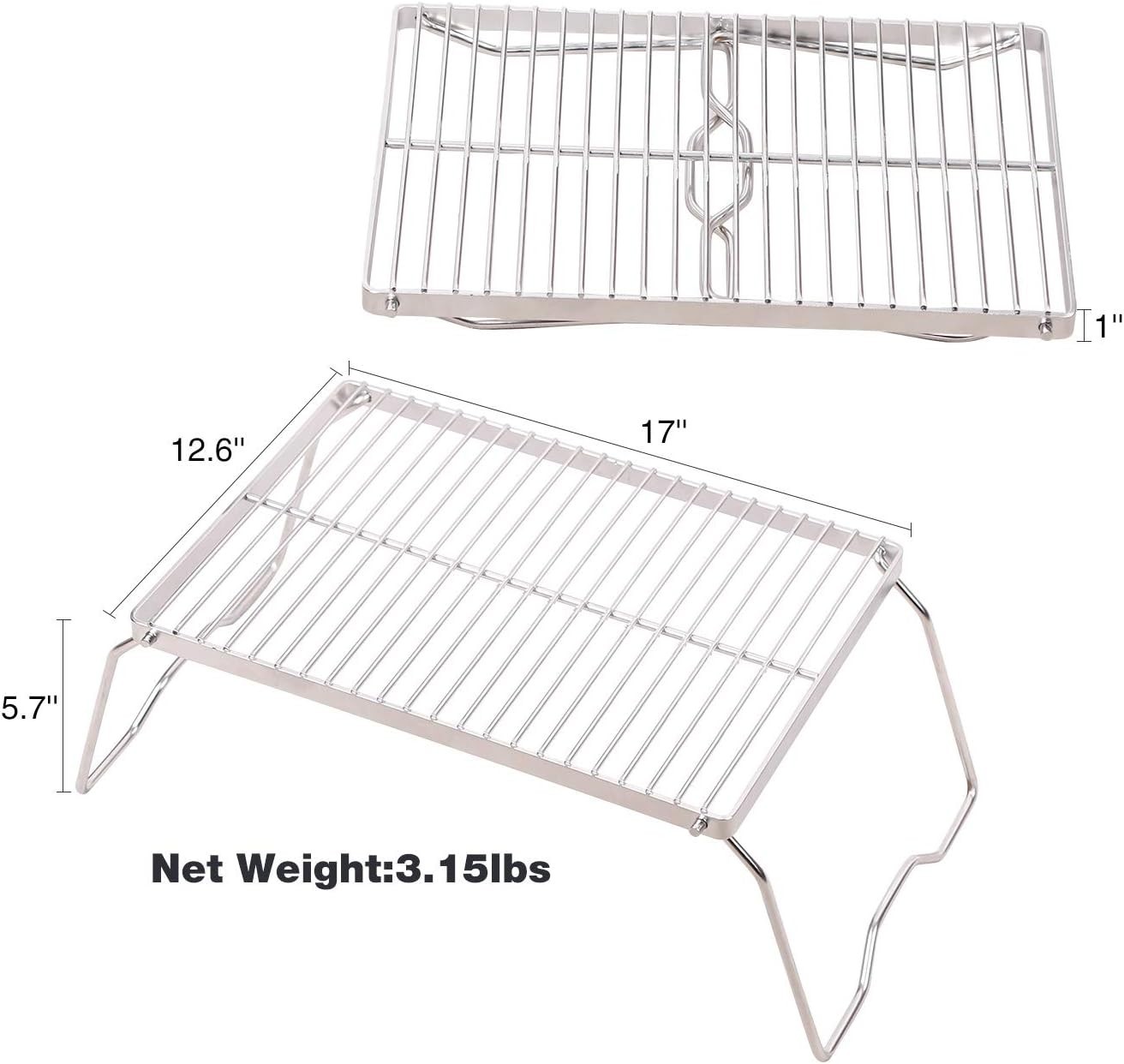 Large Campfire Grill 304 Stainless Steel Grate Folding Heavy Duty Carrying Bag