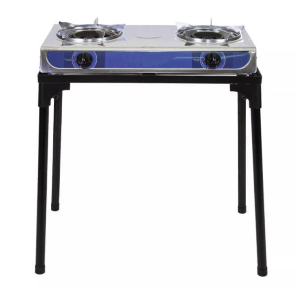 Propane 2 Burner Stove w/Stand Combo Set Camping Outdoor Cooking Stainless Steel