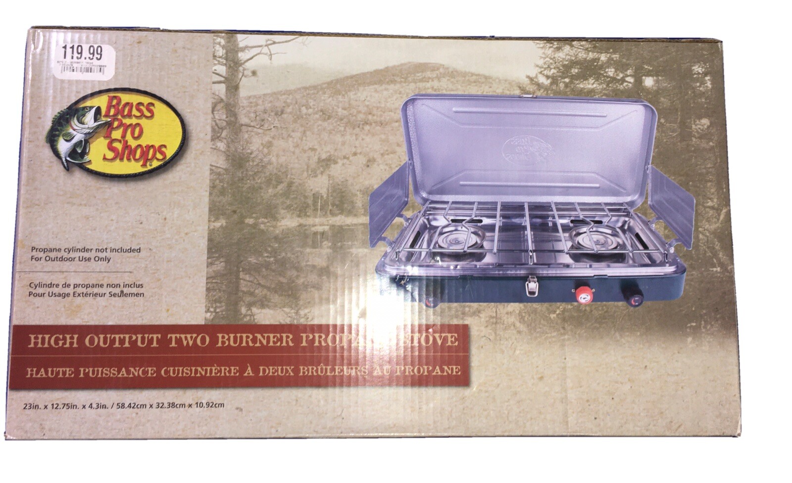 Bass Pro Shops High Output Two Burner Propane Stove. NIB