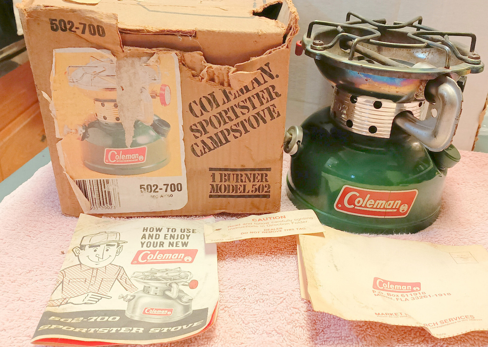 Coleman 502-700 Sportster Stove 1 Burner With Box & Instructions Date Feb 1985