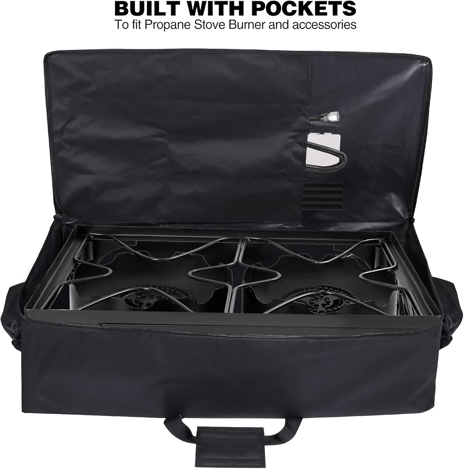 Camp Stove Burner Carry Bag for 2 Burner Stove, Large Stove Carry Case for Doubl