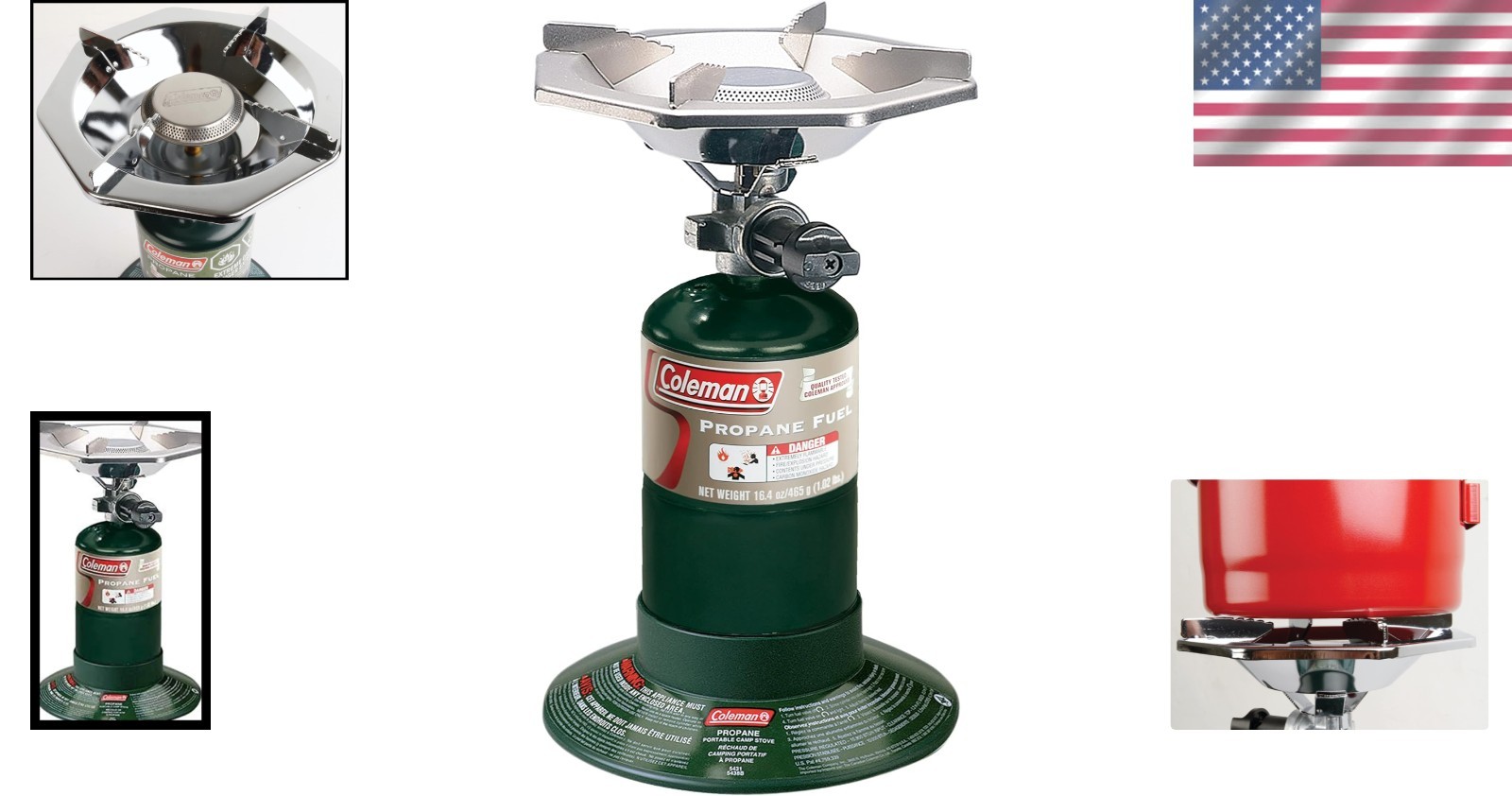 Coleman Propane Stove, Wind Baffles, 16.4 oz Cylinder