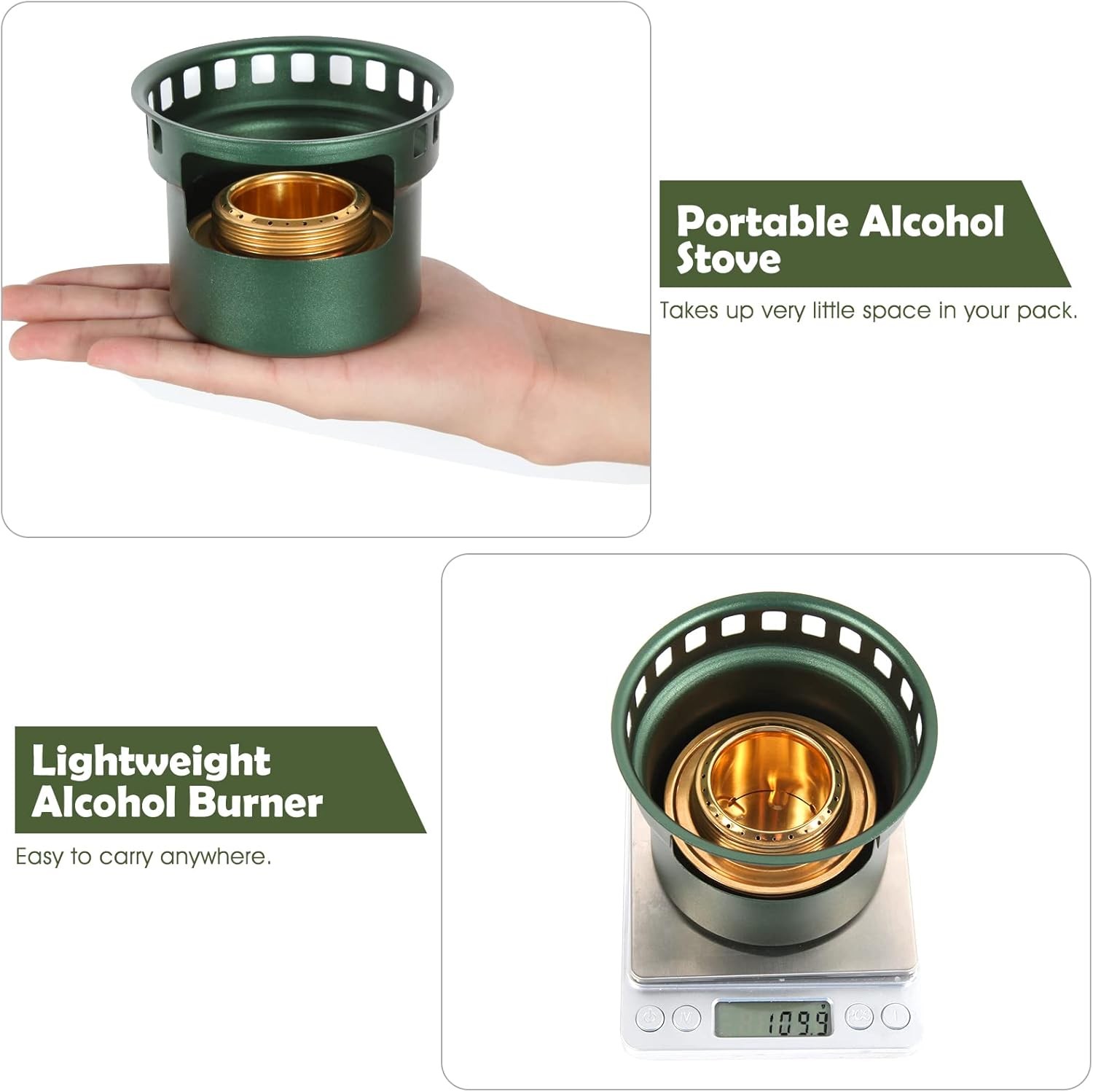 2 In 1 Mini Brass Alcohol Stove With Stand Portable Camping Burner