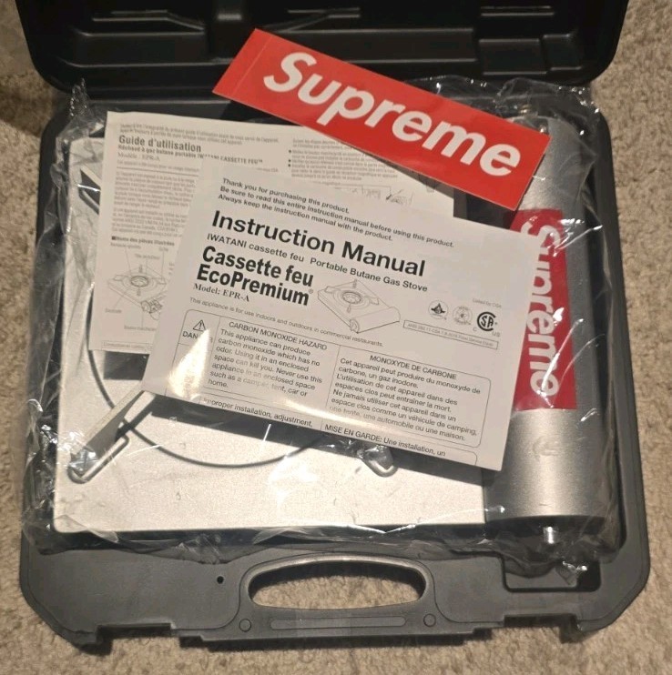 SUPREME®/IWATANI Portable Butane Stove SS25 Silver Made in Japan Hiking Outdoors
