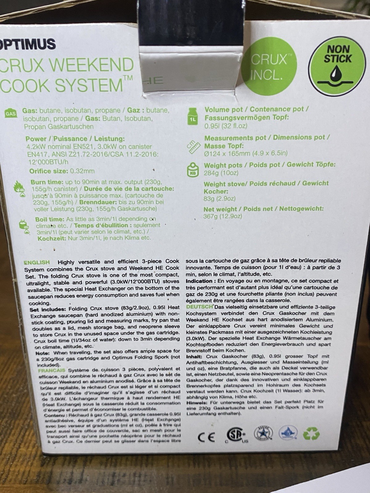 Optimus Crux Weekend HE Cook System New in Open Box
