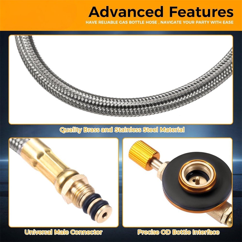 Gas Stove Adapter Hose 0.33m Gas Bottle Pipe Connector Gas Stove Adapter For BBQ