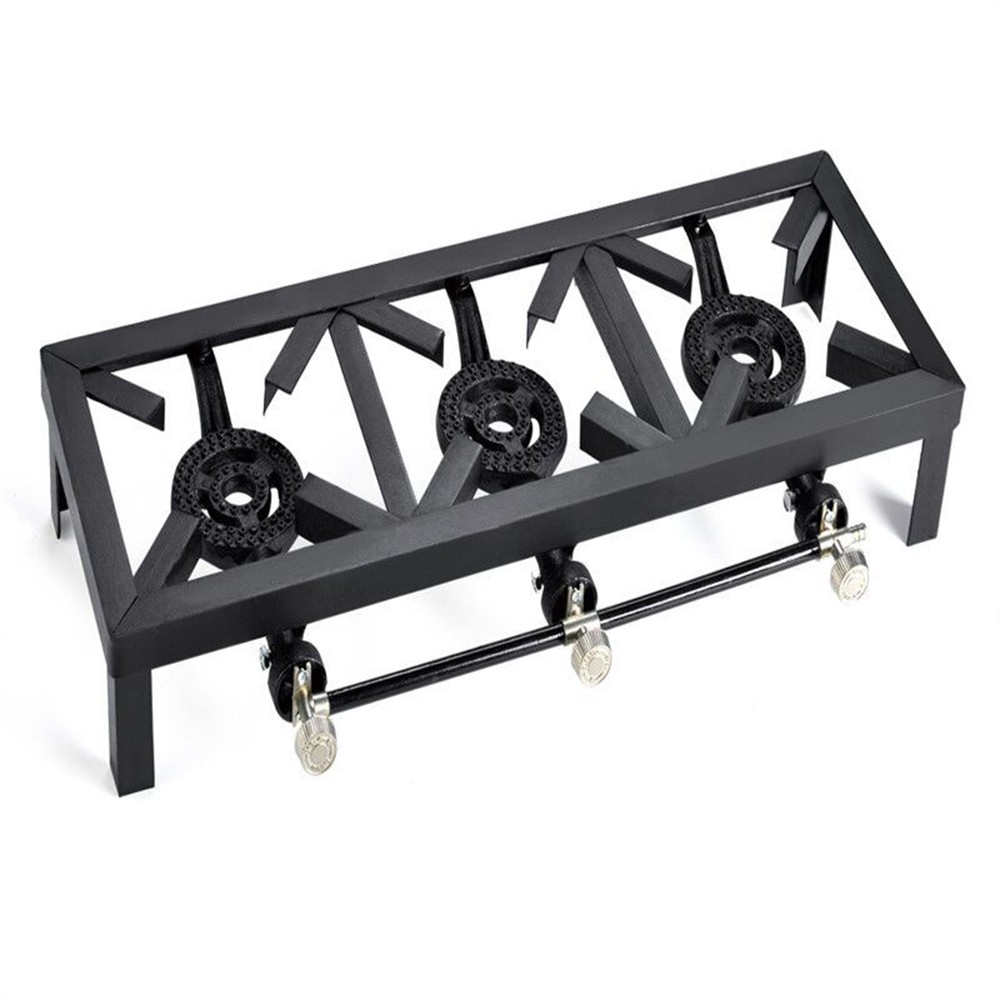 Cast Iron 3 Burner Portable Outdoor Camping Stove Propane Gas LPG BBQ Cooker