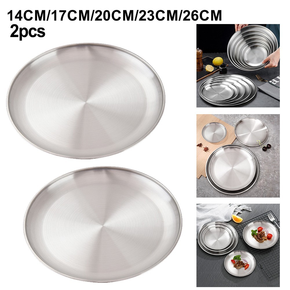 2pcs Stainless Steel For Camping Plates for Outdoor Kitchen and Picnics