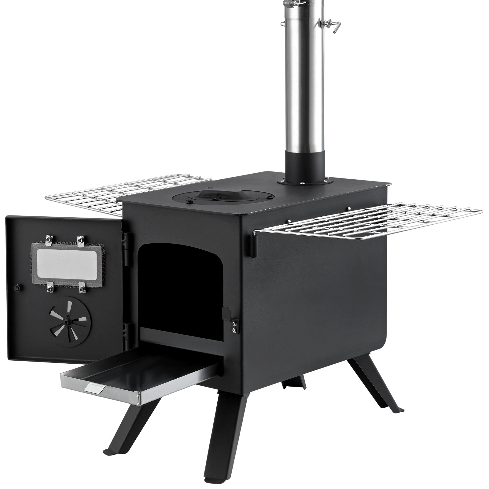 VEVOR Portable Wood Stove Camping Hot Tent BBQ Stove 86 in for Outdoor w/ Pipes
