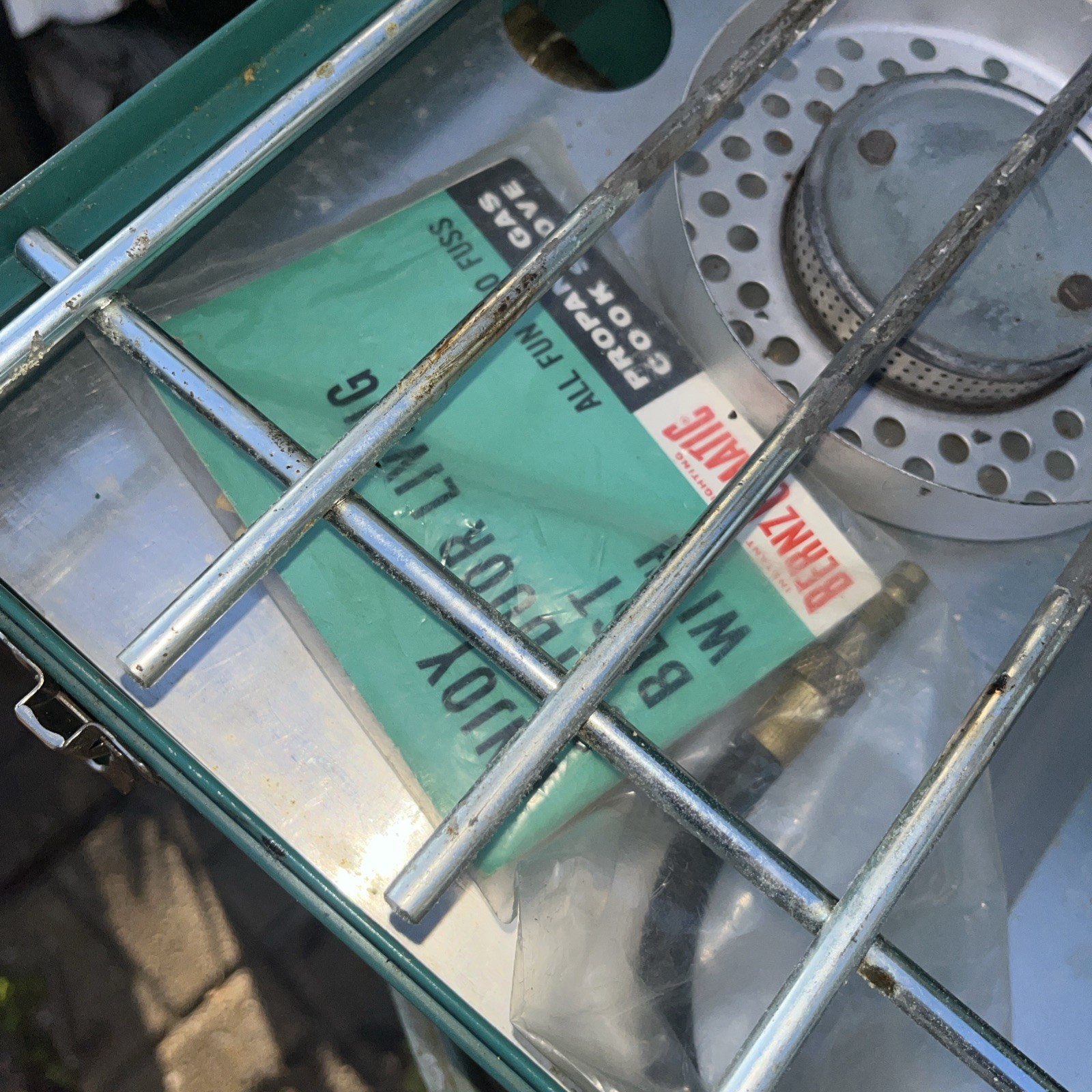Vintage BernzOMatic Two Burner Propane Camp Camping Stove TX850 RARE In Box