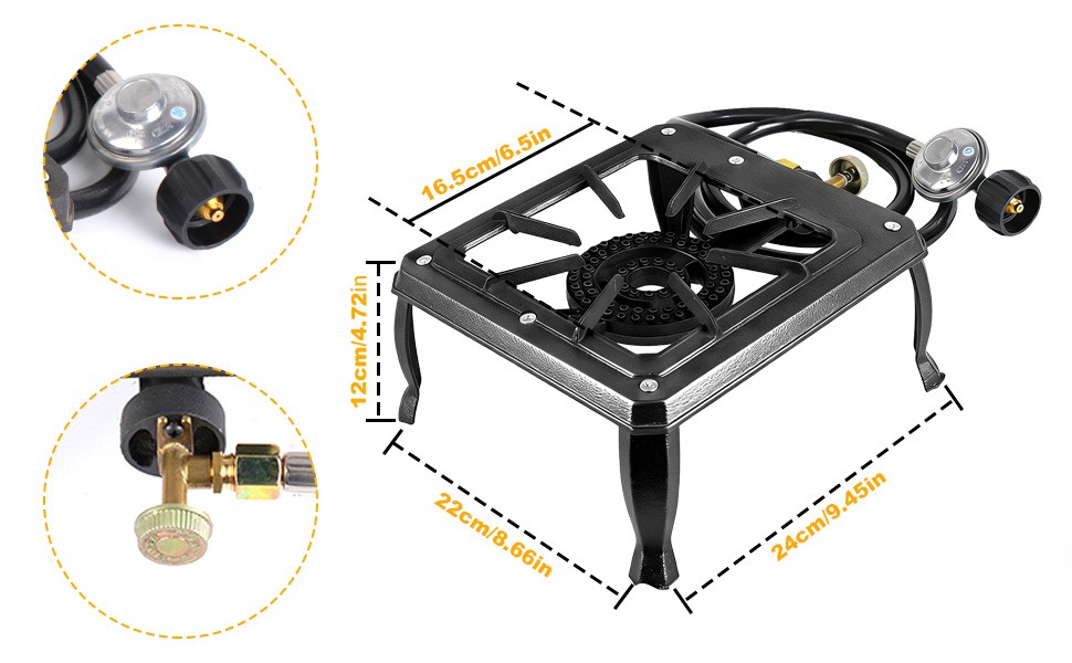 Single Burner Camping Stove Cast Iron Propane Gas LPG Outdoor BBQ Cooker US