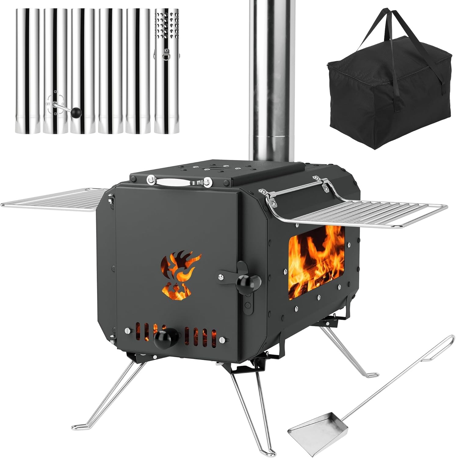 Tent Stove Portable Camping Stove Burning Stove With Chimney Pipes for Camping