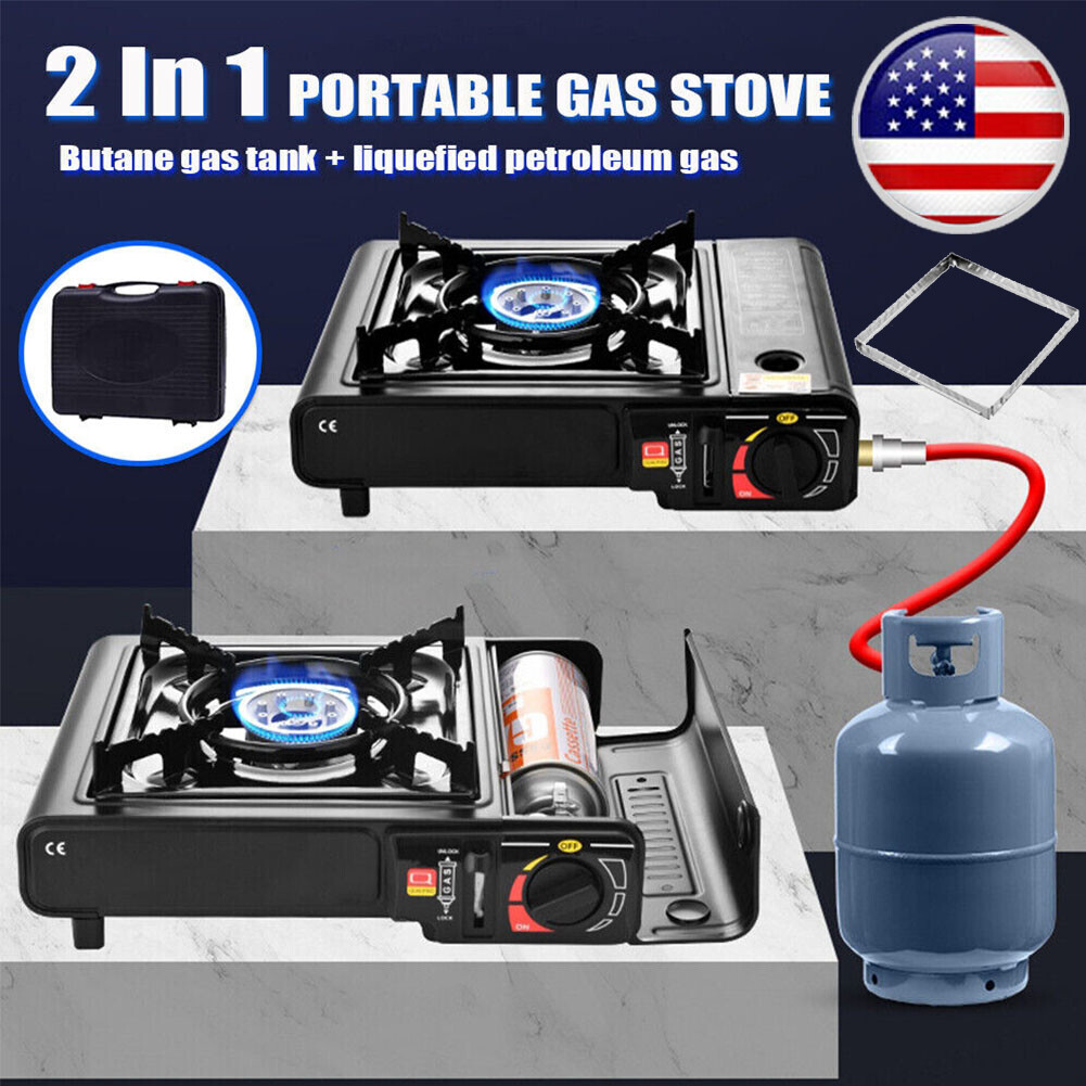 3000W Camping Stove Propane&Butane Windproof Fire Dual Fuel Brass Cooking Burner
