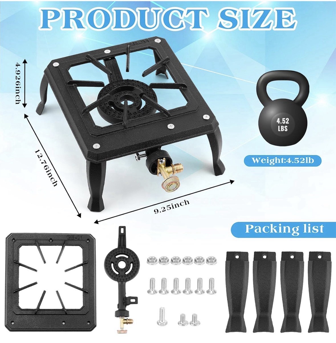 2 Pack-Portable Single Burner Cast Iron Propane LPG Gas Stove Outdoor Camping
