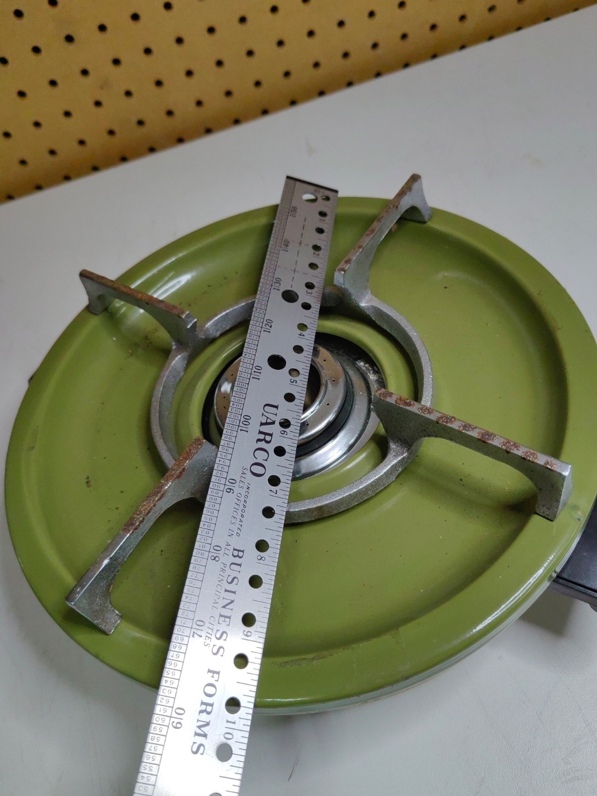 Vintage Alcohol Heater Stove Burner Camping Stove Green/Mustard Yellow