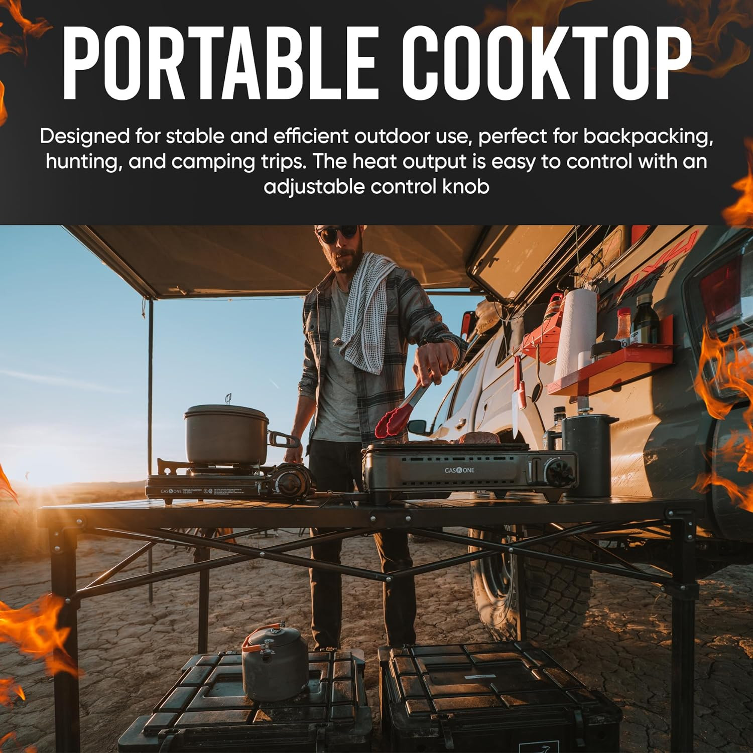 Dual Fuel Portable Camping Grill – Propane/Butane Stove with Carry Case