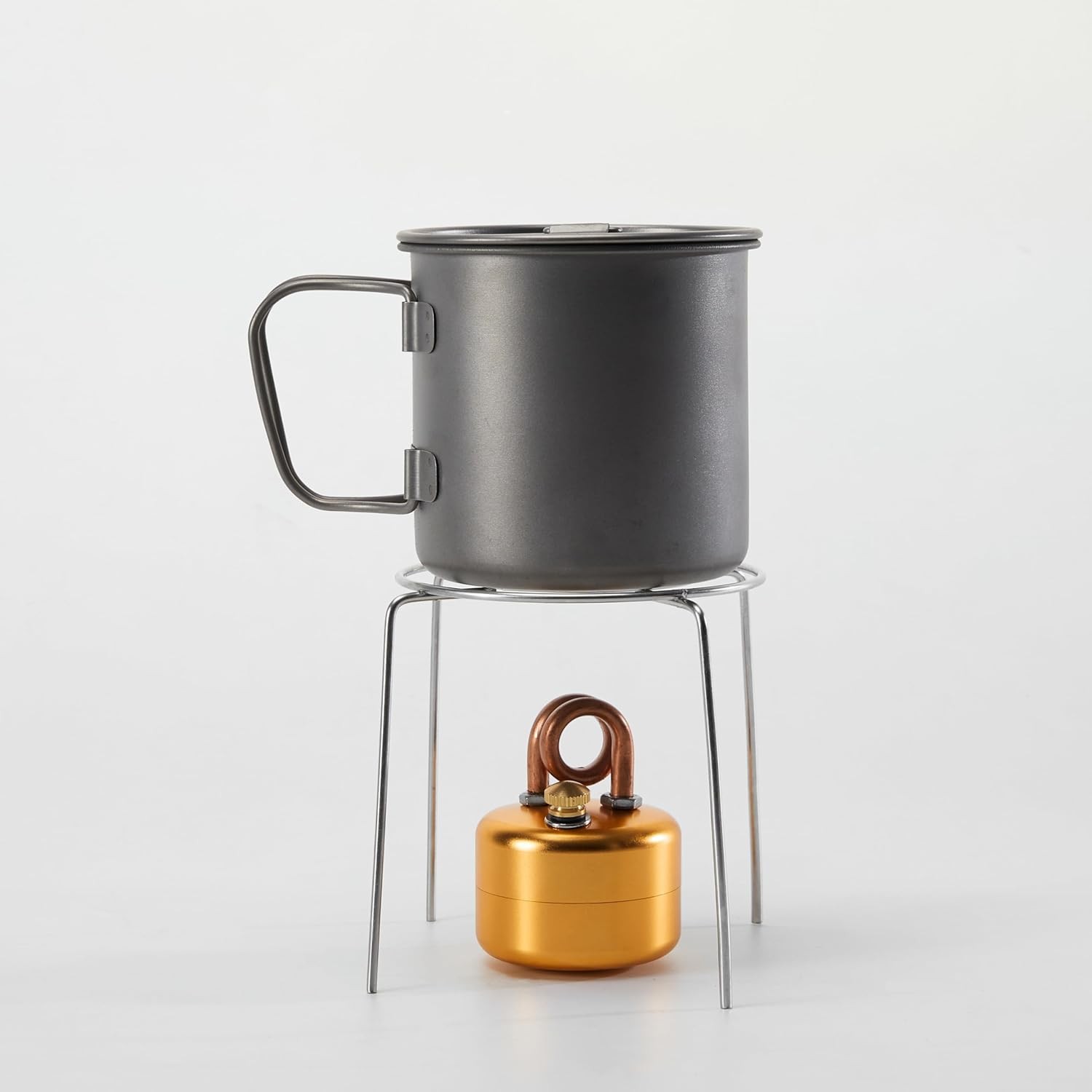 Mini Alcohol Camping Stove w/Stand,Lightweight Spirit Burner for Hiking/Survival
