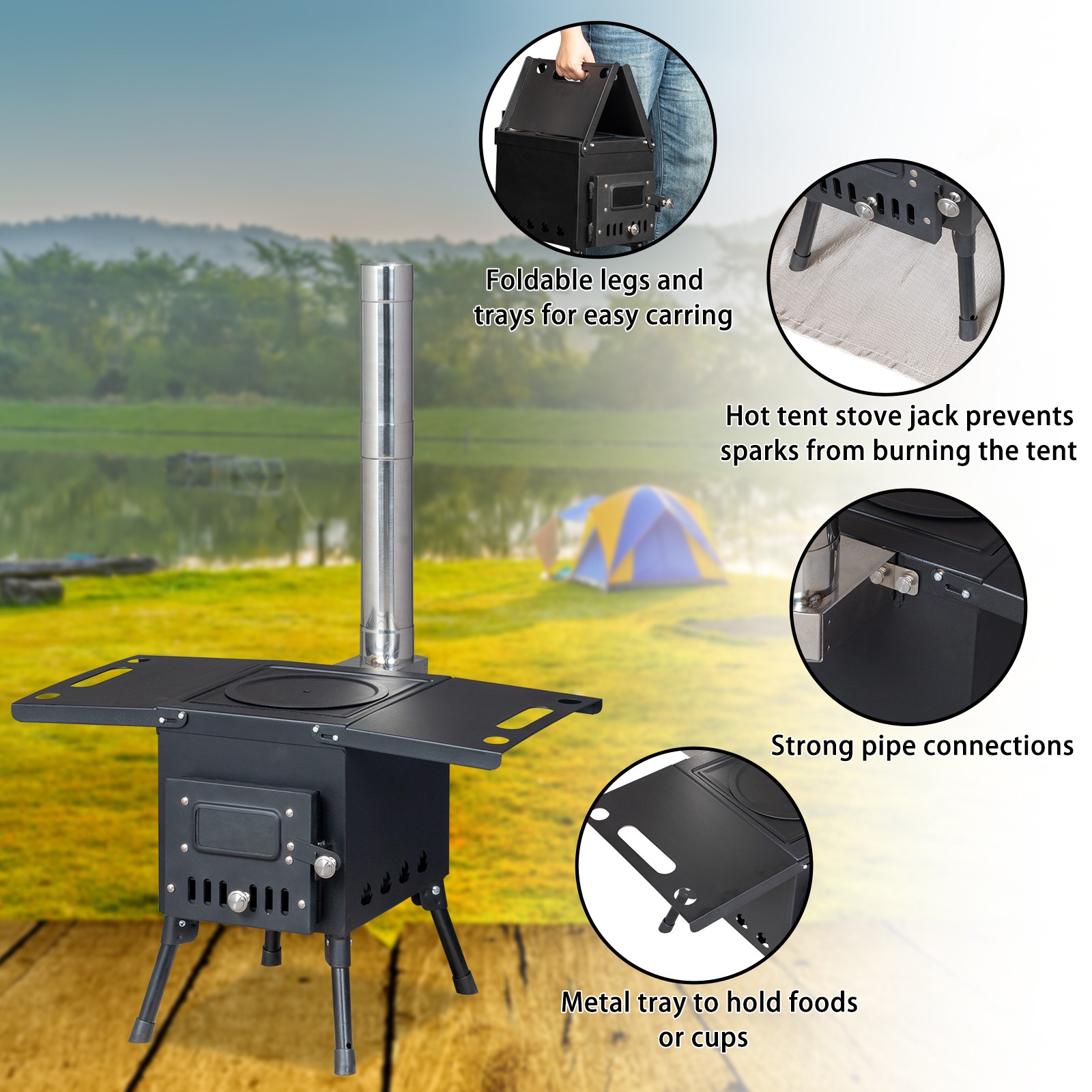 Wood Burning Stove Mini Wood Stove Camping Stove for Tent and Sailboat Camper