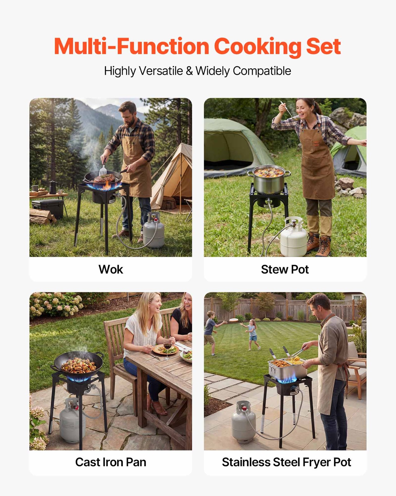 VEVOR Single Burner Propane Gas Stove 100000 BTU Outdoor Camping Cooker for BBQ