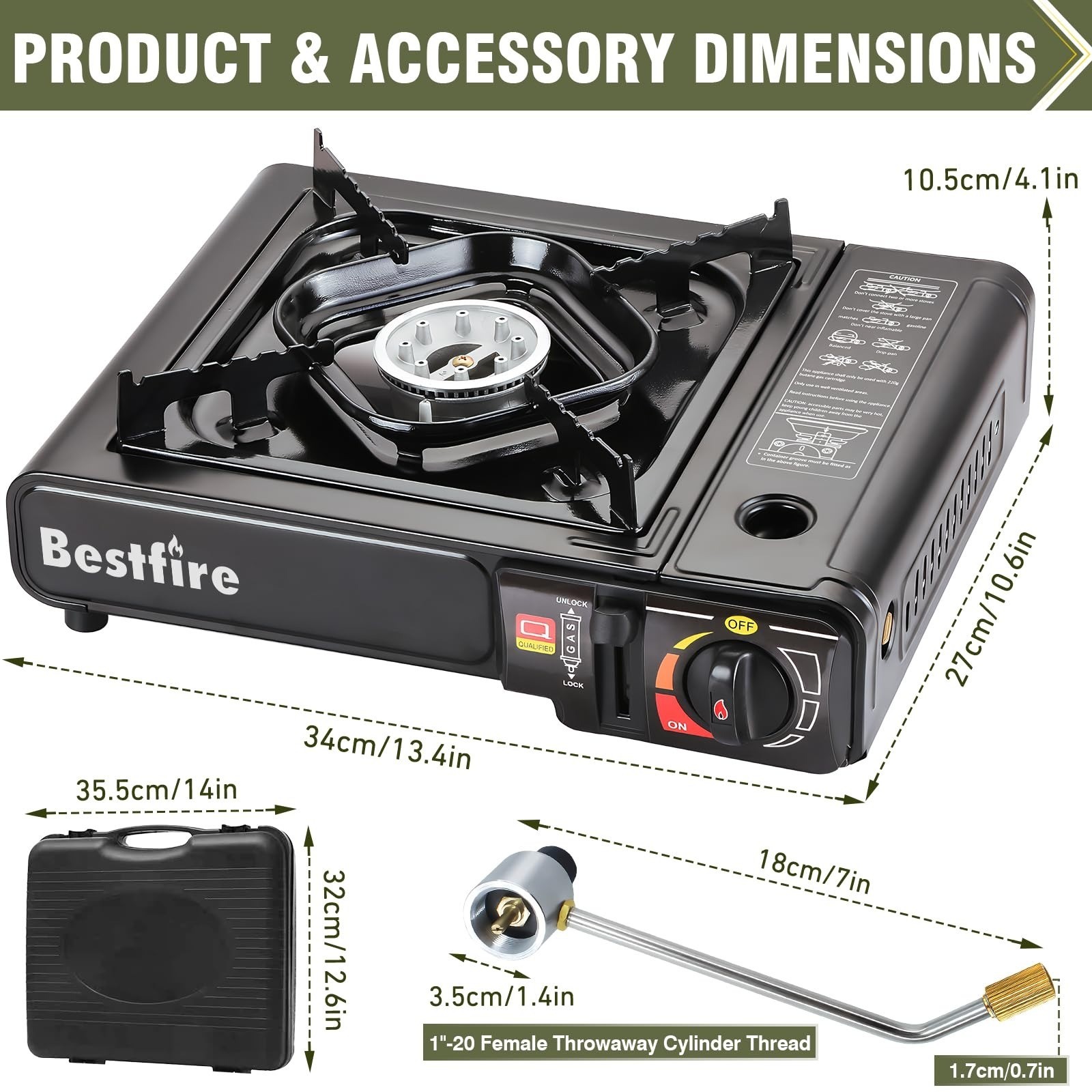 BESTFIRE Portable Dual Fuel Camping Stove – 10,000 BTU Butane & Propane