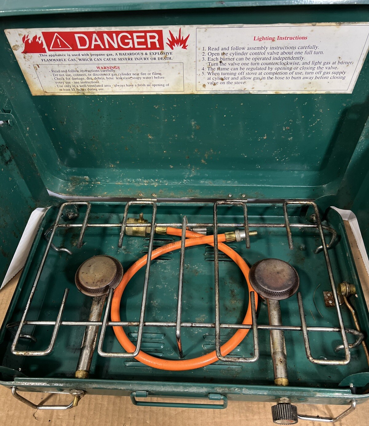 Unbranded Camper Vintage Propane Stove Two Burner Green