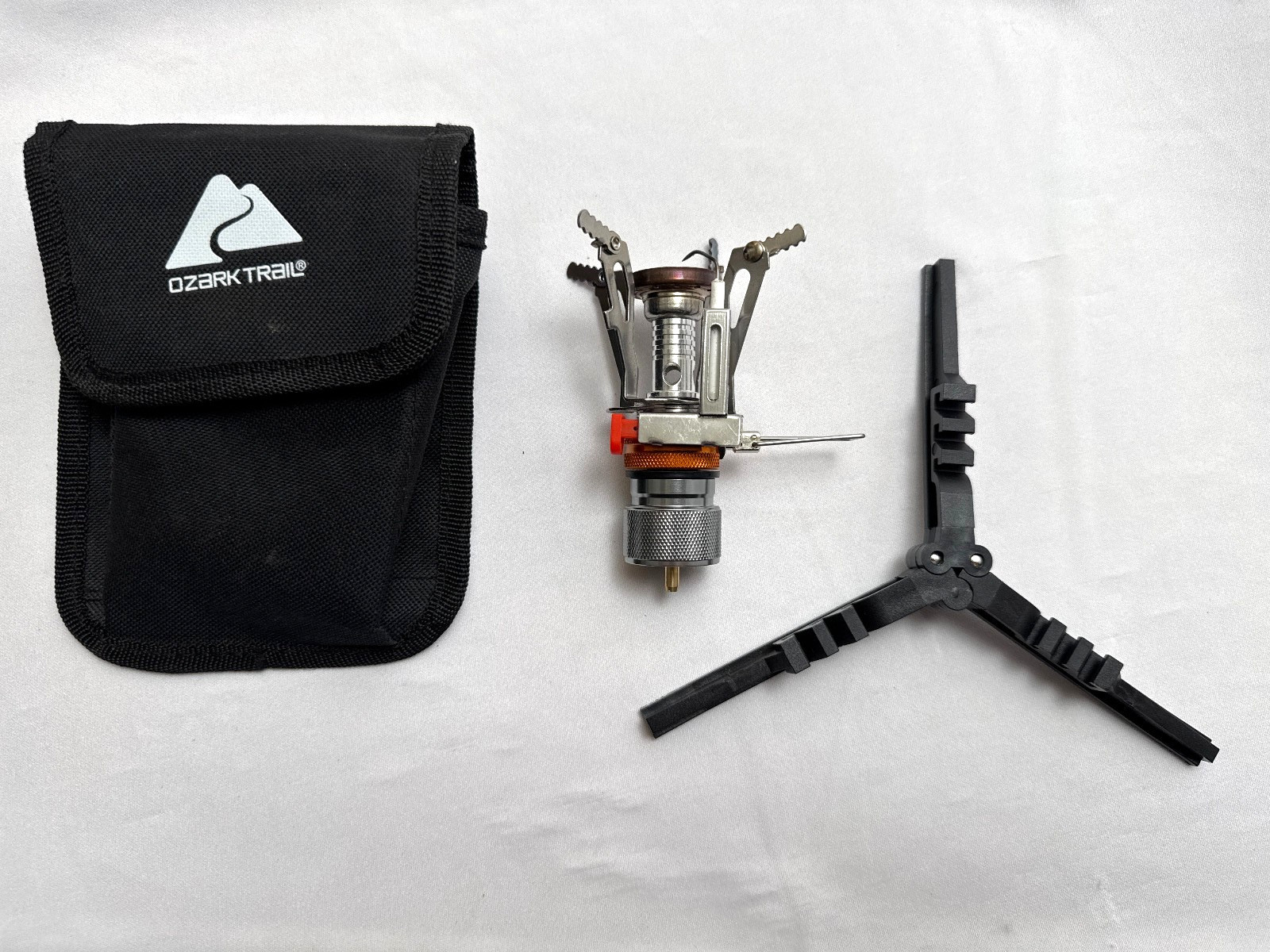 Ozark Trail Single‑Burner Camp Stove + Stand & Case – Excellent Used Condition