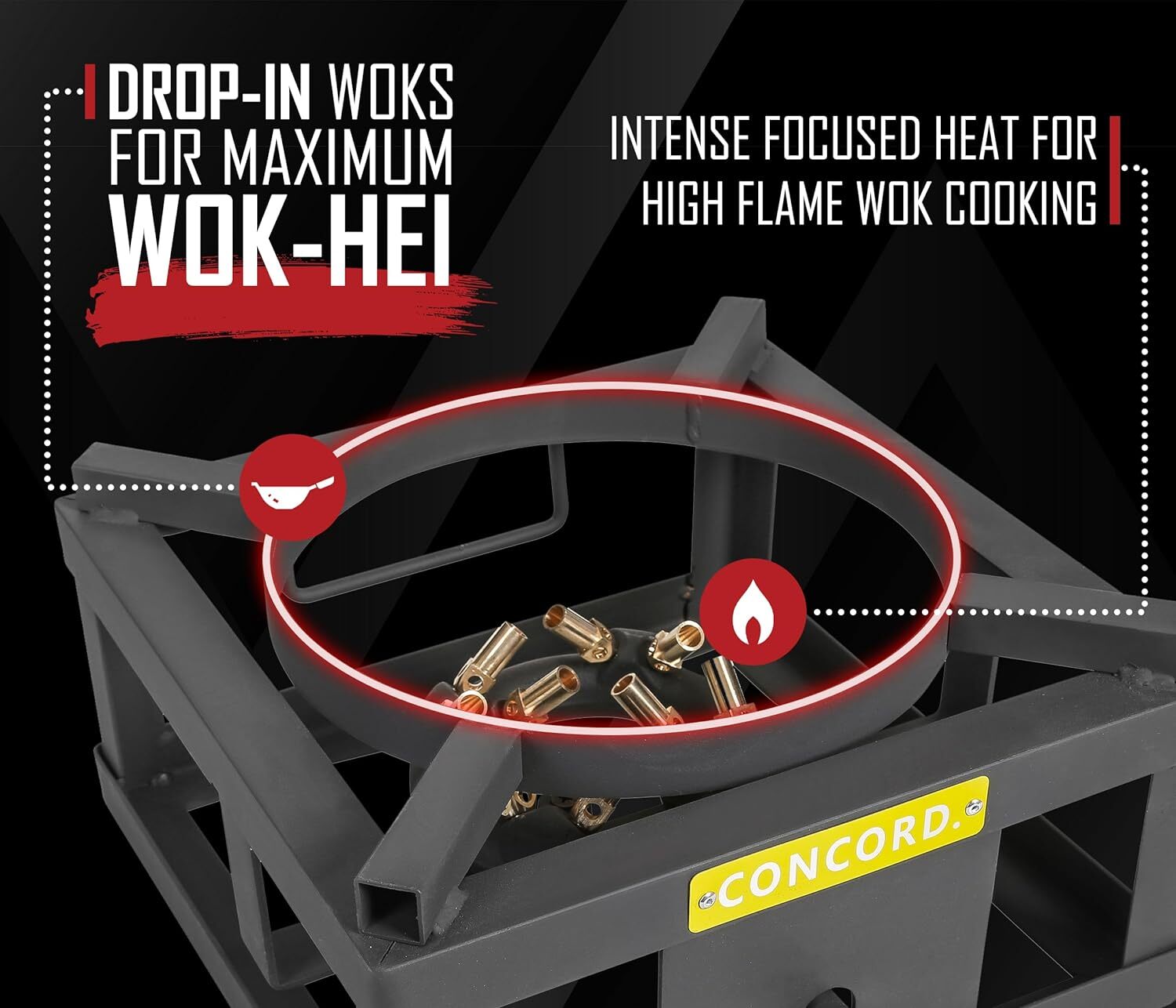 CONCORD THE WOK BLOCK 12″ Single Propane Outdoor Burner with Built in Wok Ring.