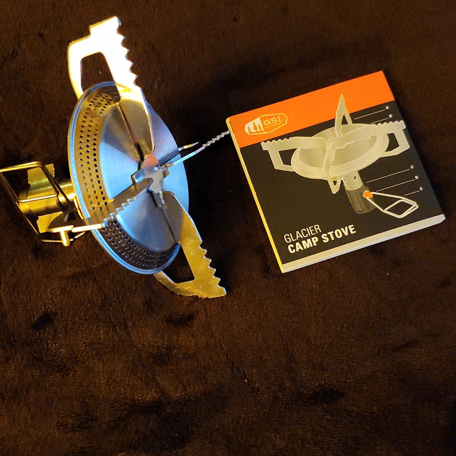 GSI Glacier Camp Canister Stove 1 Burner 10,000 BTU Portable Foldable Silver