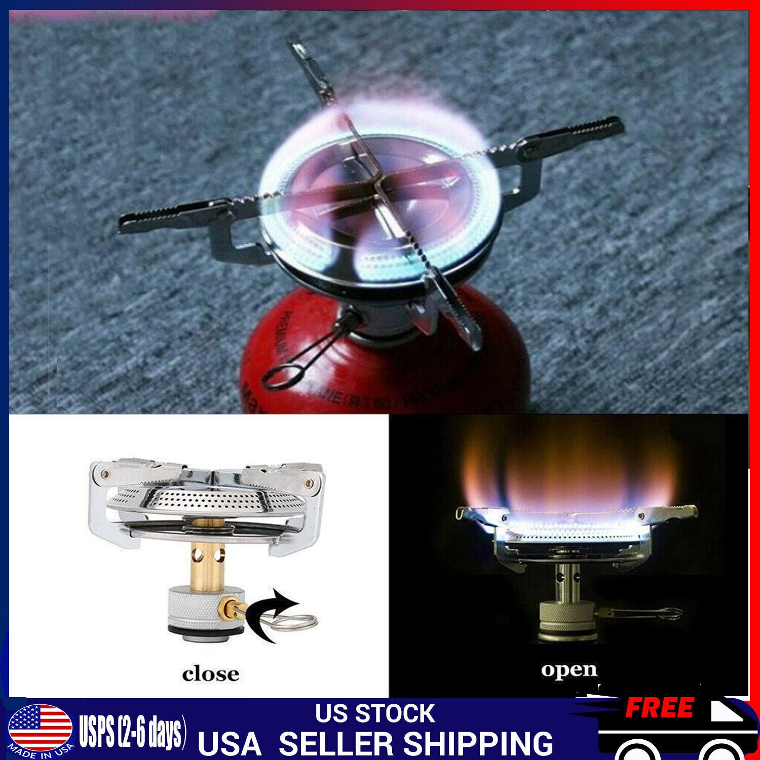 Portable Gas Propane Stove Outdoor Camping Butane Hiking Picnic Burner CookingUS
