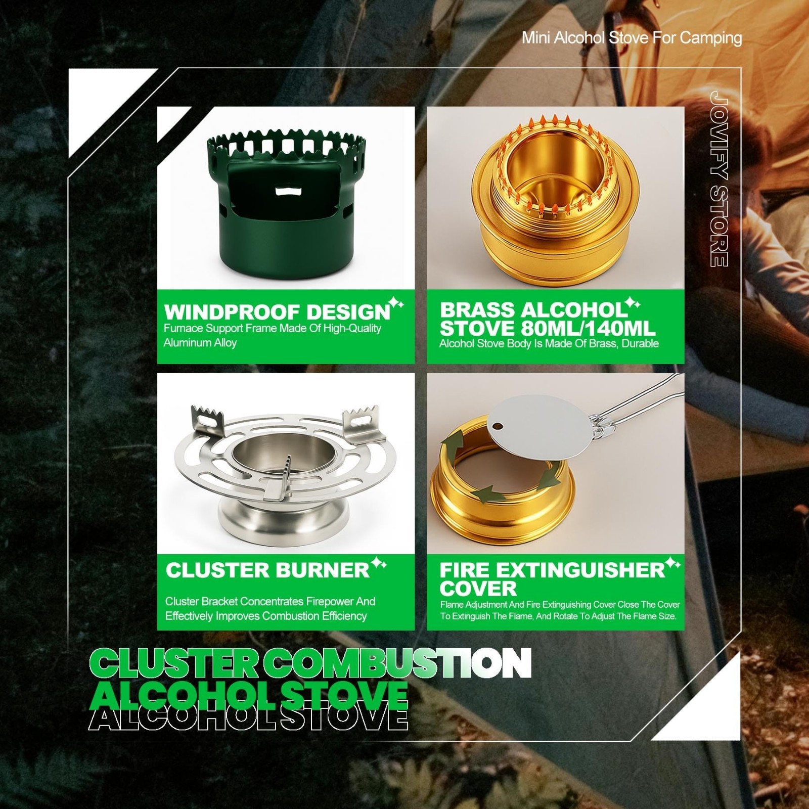 Portable Alcohol Stove – Lightweight Backpacking Burner with Aluminum Stand for
