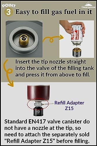 Campingmoon Refillable Gas Fuel Cylinder for Backpacking Camping Stove 110g