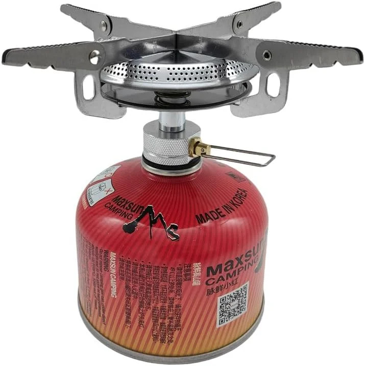 Portable Camping Stove, Burner, with Butane Gas Adapter, For Camping, Backpackin