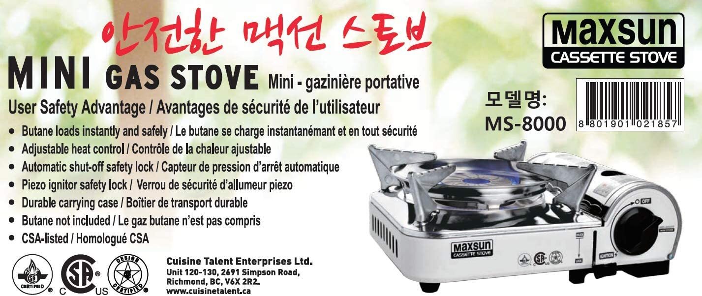 Maxsun Portable Mini Gas Stove MS8000, 7,172 BTU, Camp Stove, Compact Design