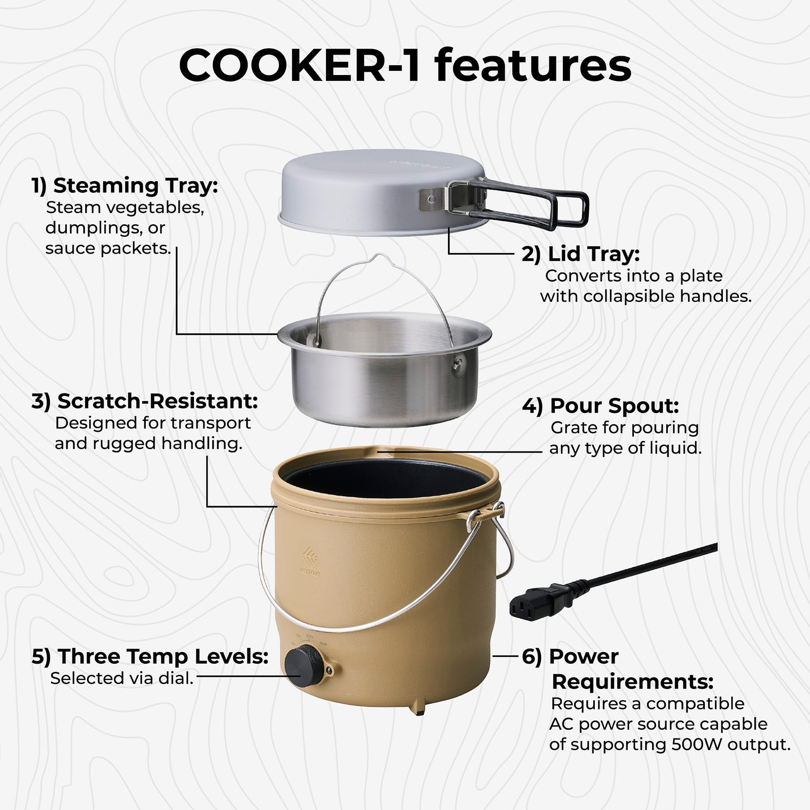 NESTOUT COOKER-1 Electric Cooker 500W Camping Stove, Portable Plug-In for Pow…