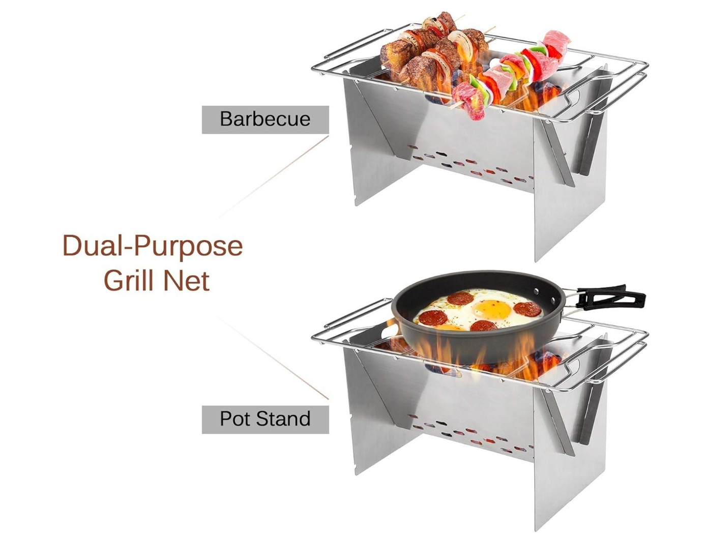 Ultralight Collapsible Outdoor Portable Folding Wood Stove Stainless Steel Grill