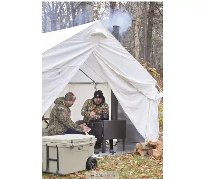 LARGE Wood Burning Stove Outdoor Camping Cast Iron Steel Fire-Box Heat